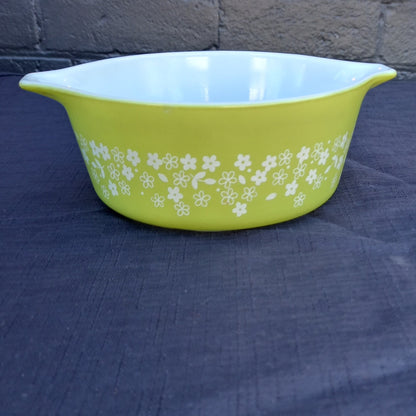 Retro Lime Green Spring Blossom Pyrex Dish - no lid-Kitchenalia-Tilbrook and Co