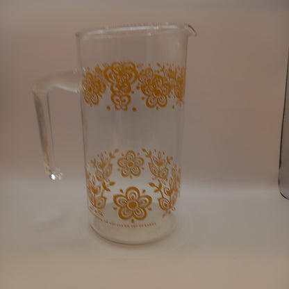 Retro Pyrex Butterfly and Daisy Gold Pattern Glass Jug/Pitcher-Kitchenalia-Tilbrook and Co