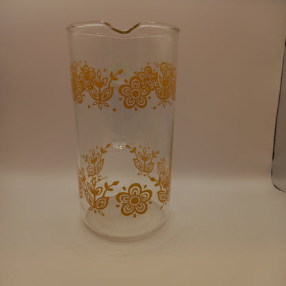 Retro Pyrex Butterfly and Daisy Gold Pattern Glass Jug/Pitcher-Kitchenalia-Tilbrook and Co