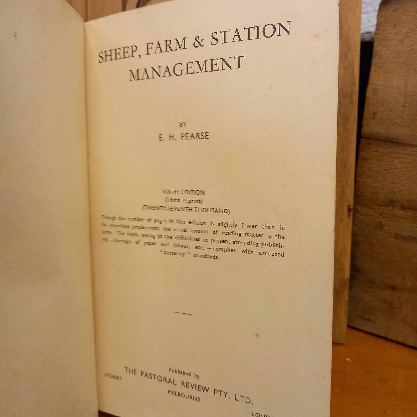 Sheep, Farm & Station Management by E. H. Pearse-Book-Tilbrook and Co