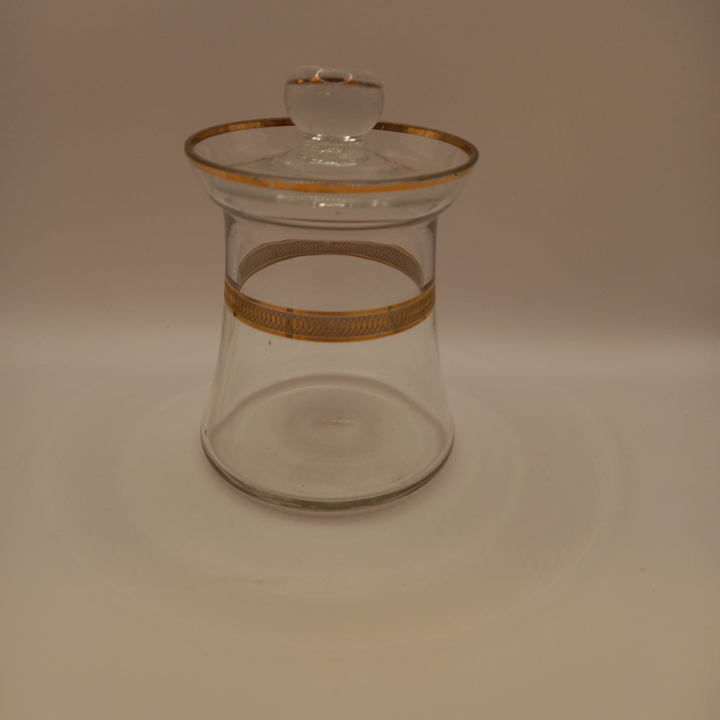 Small Glass Pot with Edwardian Pall Mall Gold Trim-Decor-Tilbrook and Co