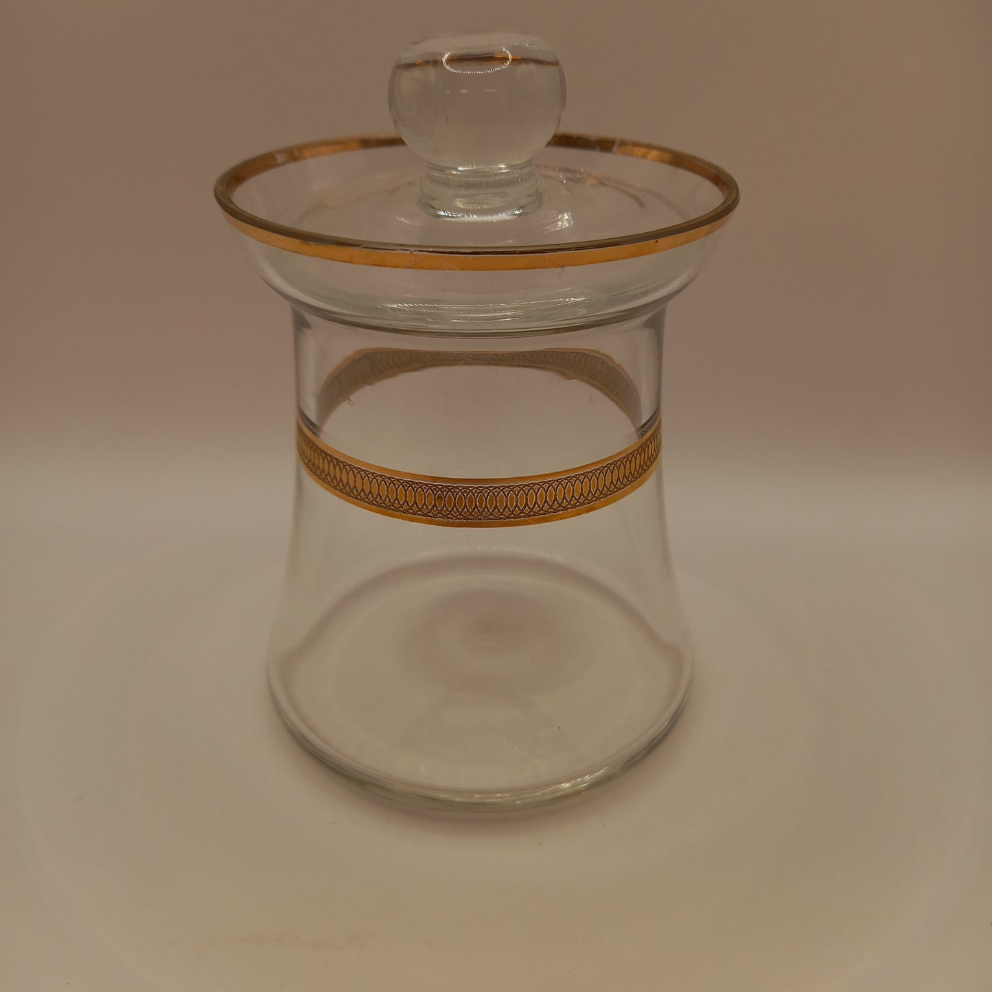 Small Glass Pot with Edwardian Pall Mall Gold Trim-Decor-Tilbrook and Co