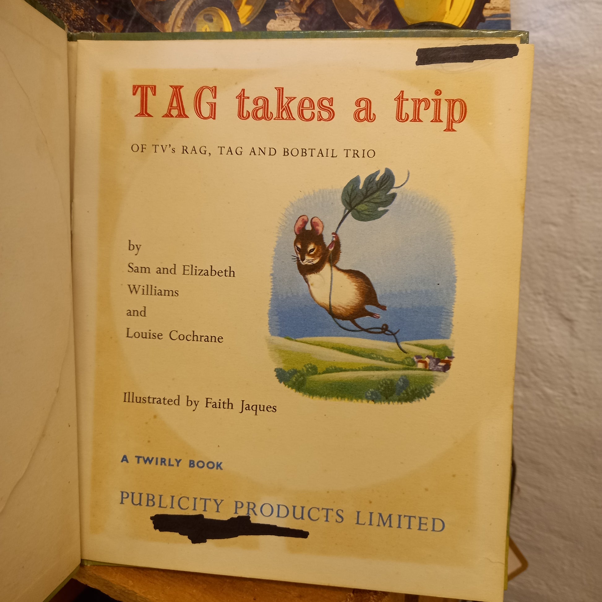 Tag Takes a Trip (Rag, Tag and Bobtail, Watch with Mother) / by Sam and Elizabeth Williams, and Louise Cochrane; illustrated by Faith Jaques-Book - Vintage children's interactive book / TV-themed novelty book-Tilbrook and Co