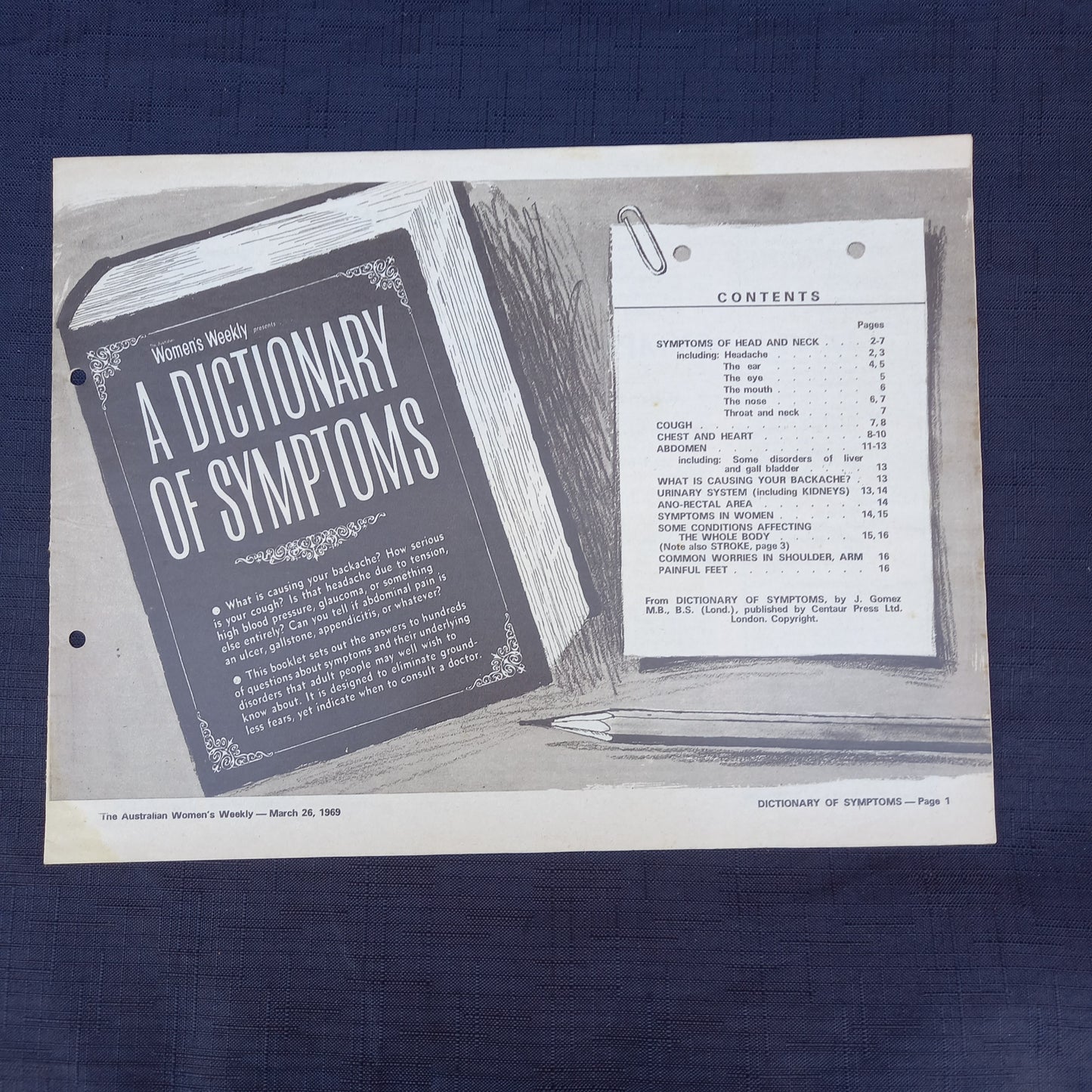 The Australian Women's Weekly presents A Dictionary of Symptoms-Ephemera-Tilbrook and Co