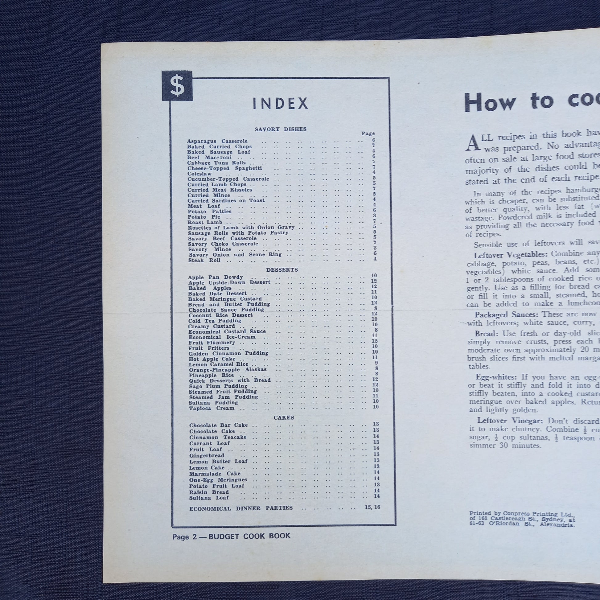 The Australian Women's Weekly presents Budget Cook Book-Ephemera-Tilbrook and Co