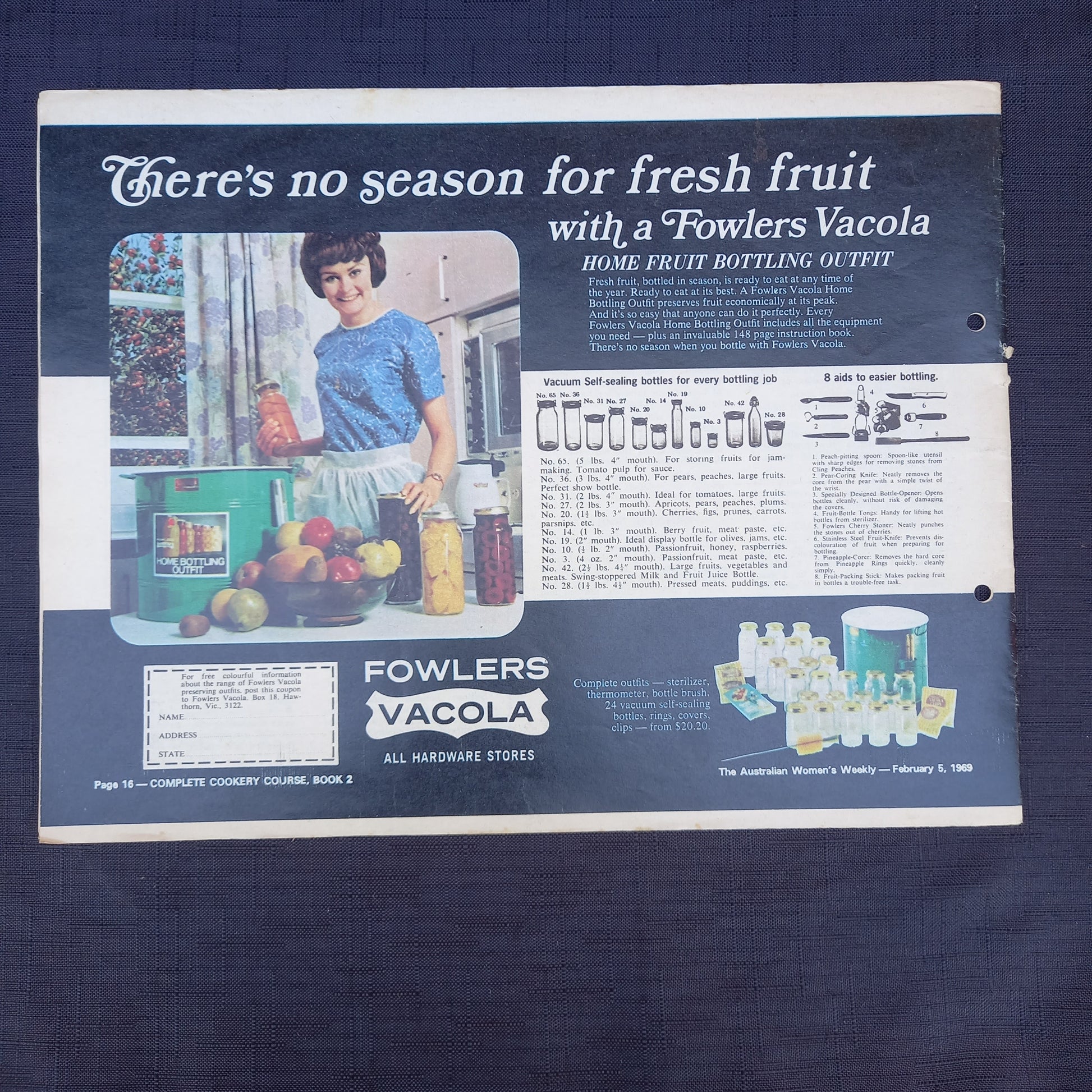 The Australian Women's Weekly Presents Complete Cookery Course – 1969 Supplement-Ephemera-Tilbrook and Co
