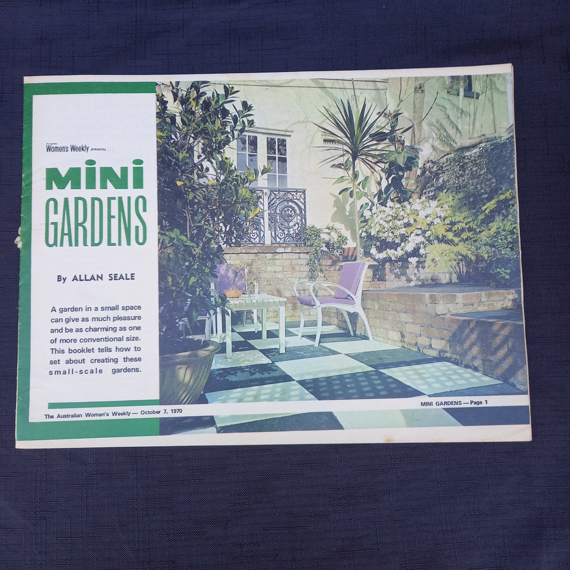 The Australian Women’s Weekly Presents Mini Gardens (1970 Supplement)-Vintage Gardening Booklet / Homemaking Supplement-Tilbrook and Co