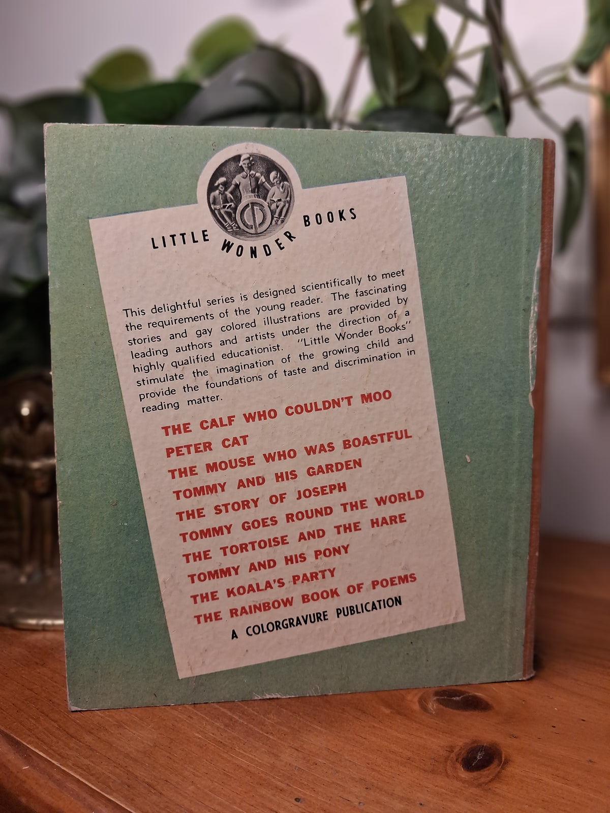 Back cover Tommy and His Pony by Bruce Green, illustrated by Paul Beadle, c.1951 Colorgravure Little Wonder Book hardcover Australian children's book.