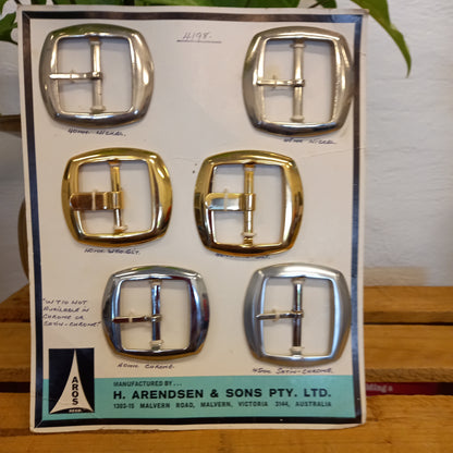 Vintage AROS Late 1960s Travelling Salesman's Buckle Sample Card 4198 of 6 Buckles-Clothing Accessories-Tilbrook and Co