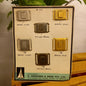 Vintage AROS Late 1960s Travelling Salesman's Buckle Sample Card M177 Set of 3 1" Buckles and set of 3 1 3/8" Buckles-Vintage Haberdashery-Tilbrook and Co