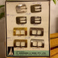 Vintage AROS Late 1960s Travelling Salesman's Buckle Sample Card ST175 set of 4 Buckles and ST176 set of 4 Buckles-Clothing Accessories-Tilbrook and Co
