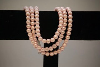 Vintage Blush Pink Faux Pearl 3 strand Choker-Clothing Accessories-Tilbrook and Co