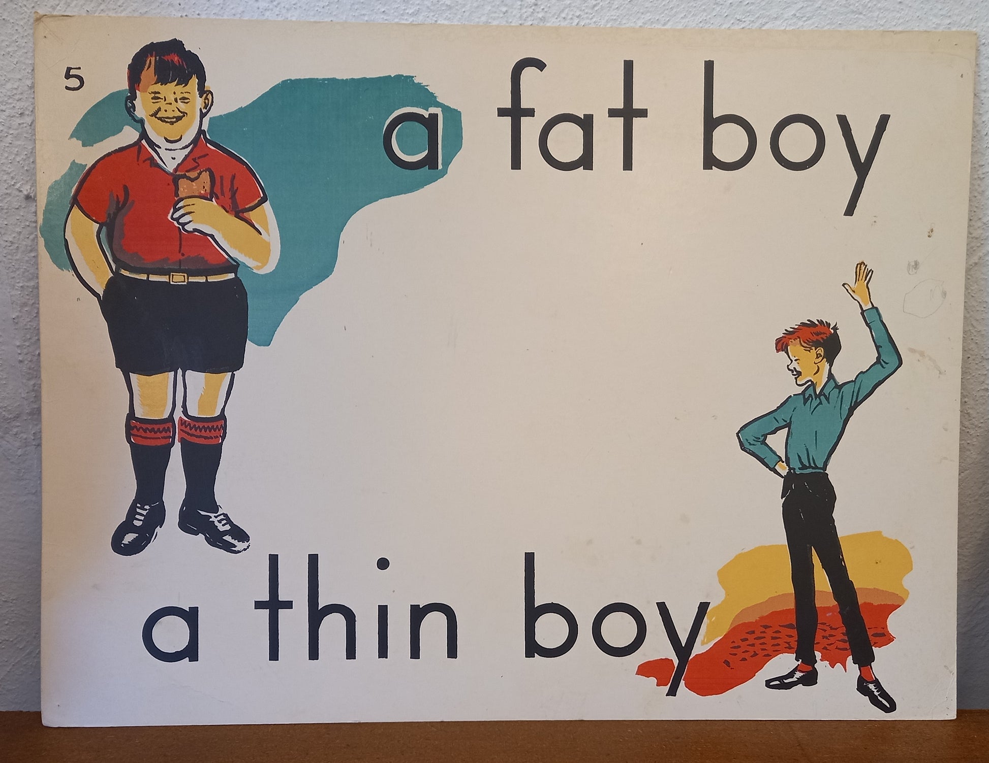 Vintage Educational Flash Cards - a fat boy a thin boy - Card 5-Ephemera-Tilbrook and Co