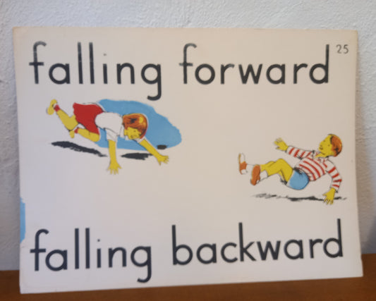 Vintage Educational Flash Card – Falling Forward / Falling Backward (Card 25, 1950s/60s)-Vintage Educational Material-Tilbrook and Co