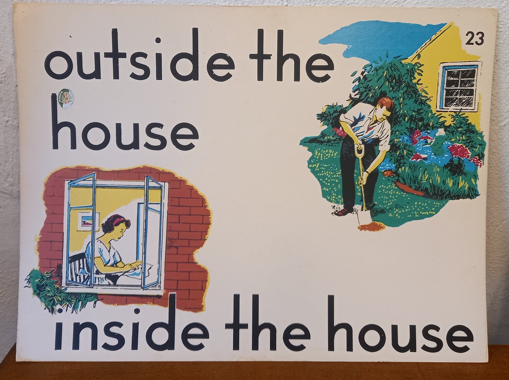 Vintage Educational Flash Cards - outside the house inside the house - Card 23-Ephemera-Tilbrook and Co