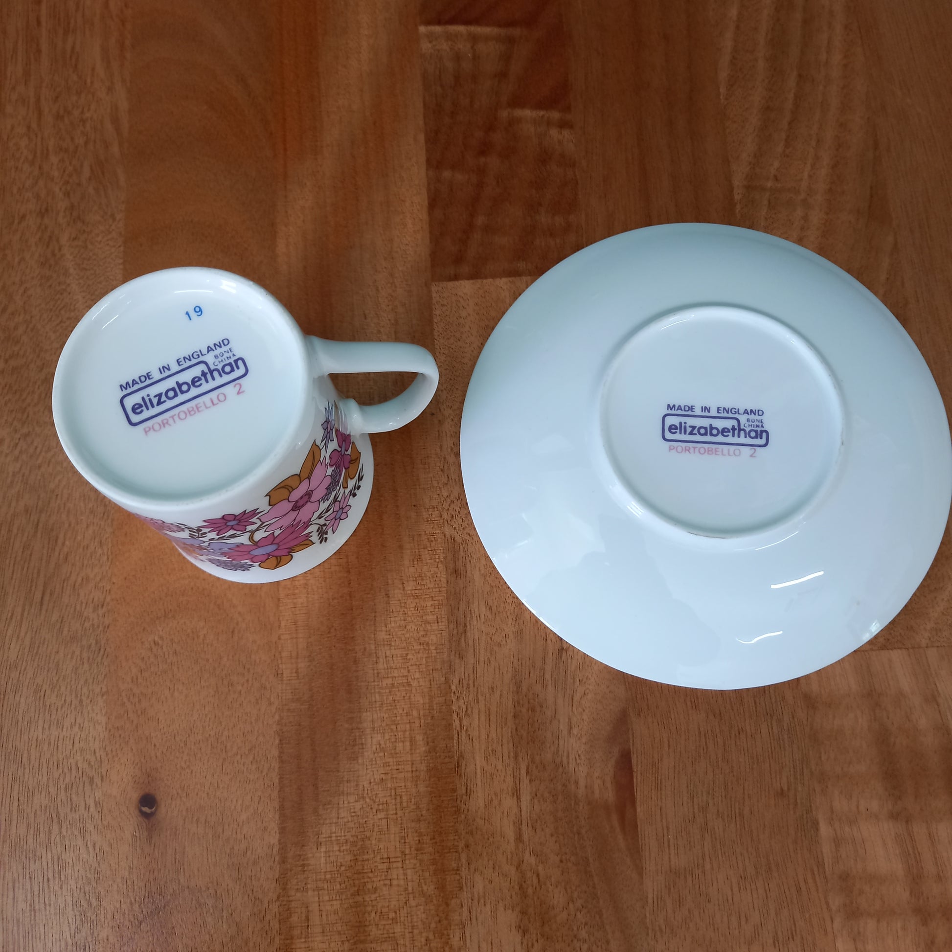 Vintage Elizabethan Fine Bone China Cup and Saucer Portobello 2 Pink Purple-Tilbrook and Co