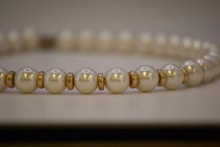 Vintage Faux Pearl Choker with Gold Spacer Accents-Clothing Accessories-Tilbrook and Co