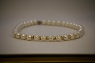 Vintage Faux Pearl Choker with Gold Spacer Accents-Clothing Accessories-Tilbrook and Co