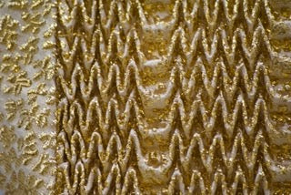 Vintage Gold Squiggled Pleated Evening Bag with Faux Pearls & Gold Clasp-Vintage Handbag-Tilbrook and Co