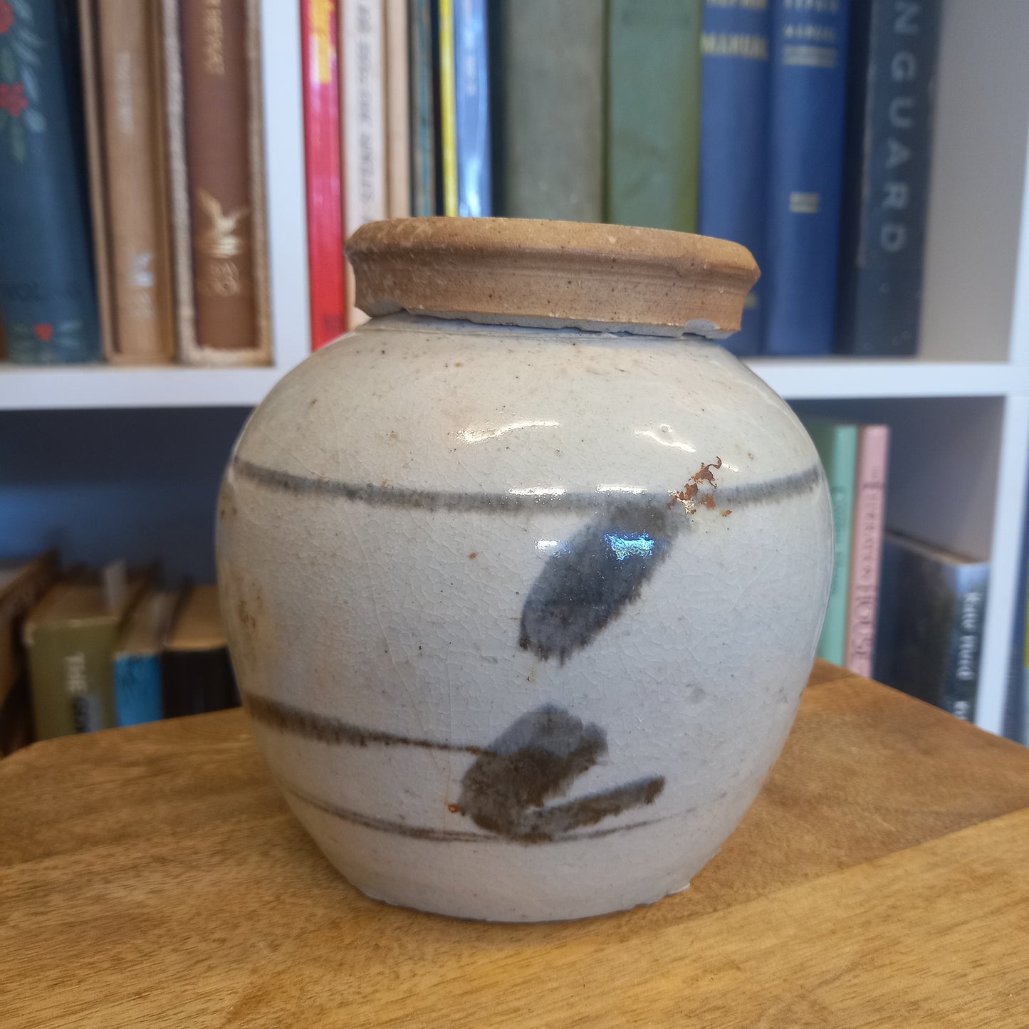 Vintage Grey Glazed with Decorative Pattern and Lid-Vintage Ceramics-Tilbrook and Co
