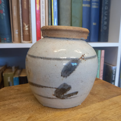 Vintage Grey Glazed with Decorative Pattern and Lid-Vintage Ceramics-Tilbrook and Co