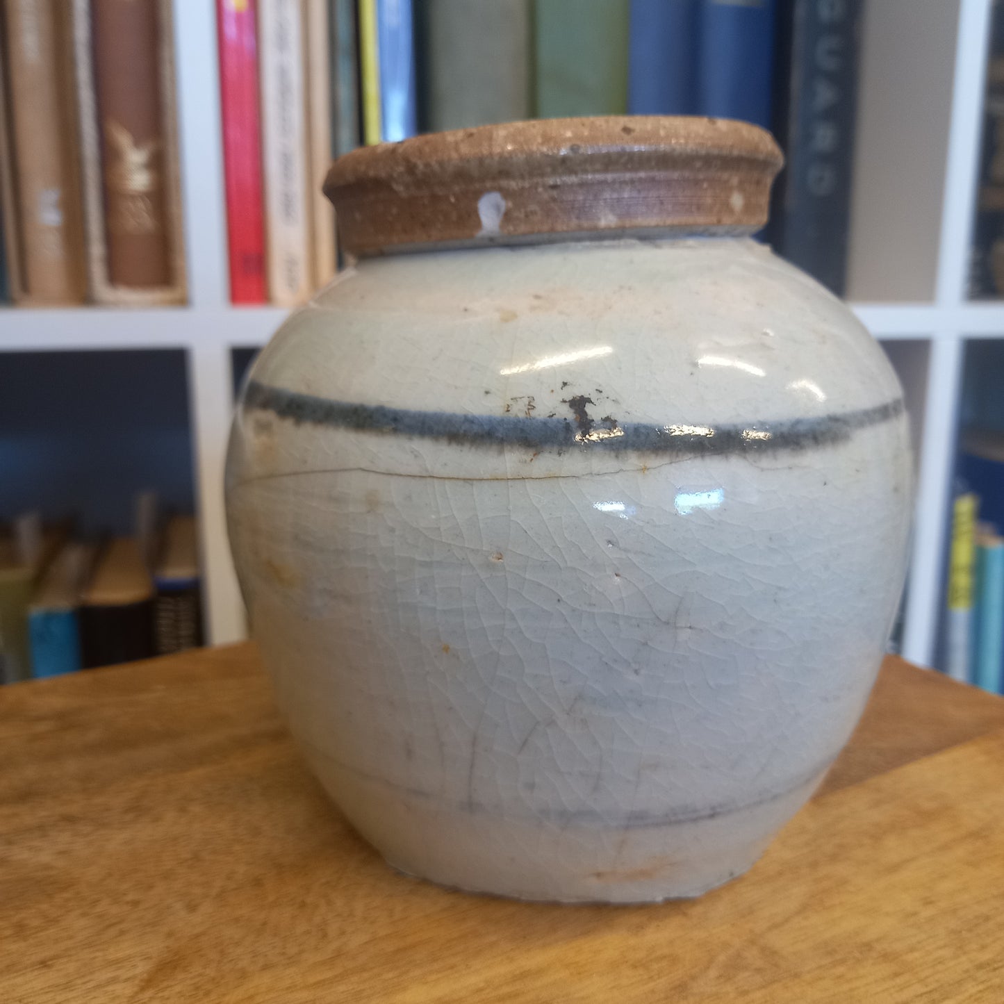 Vintage Grey Glazed with Decorative Pattern and Lid-Vintage Ceramics-Tilbrook and Co