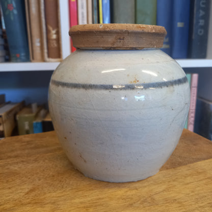 Vintage Grey Glazed with Decorative Pattern and Lid-Vintage Ceramics-Tilbrook and Co