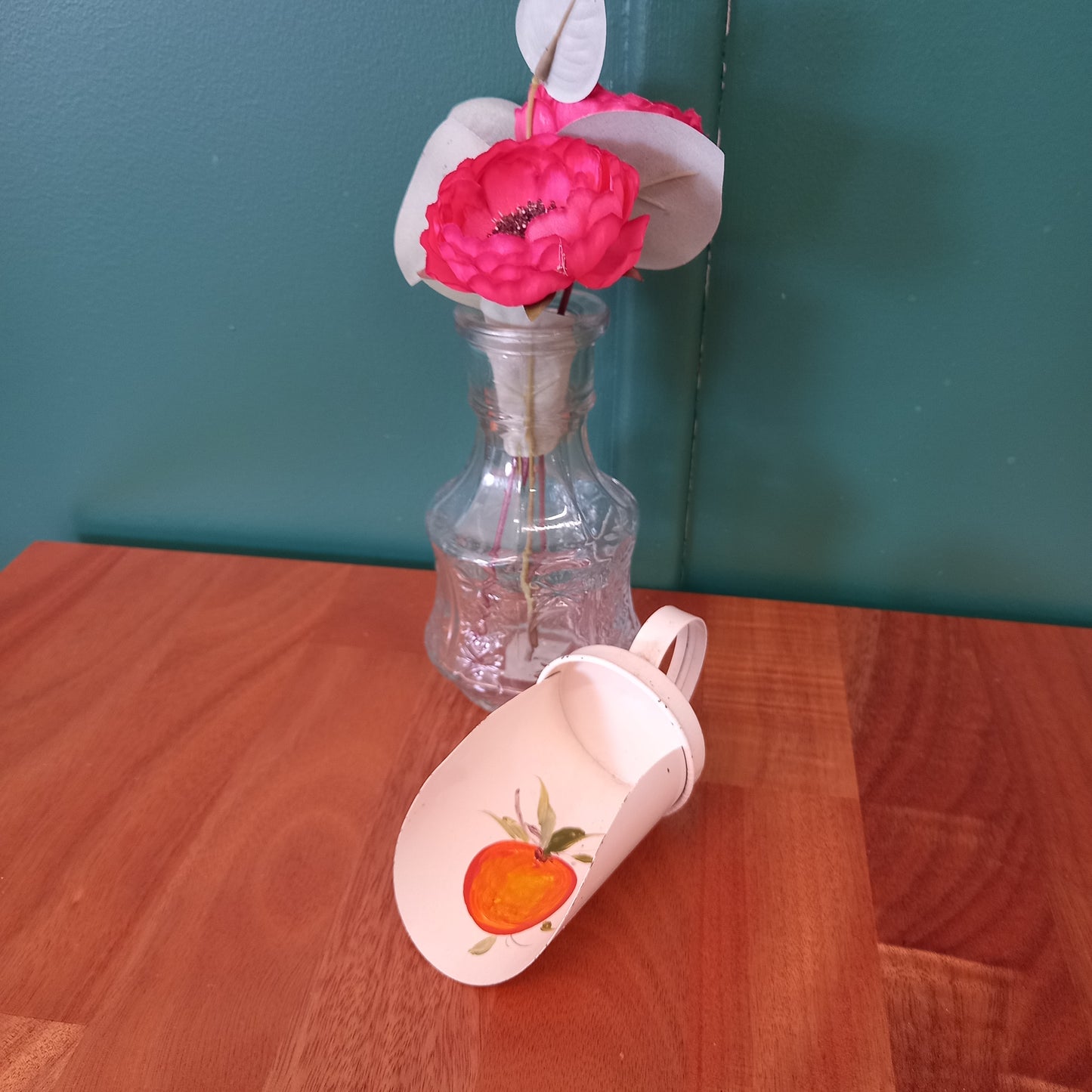 Vintage Hand Painted Metal Scoop with Orange-Tilbrook and Co