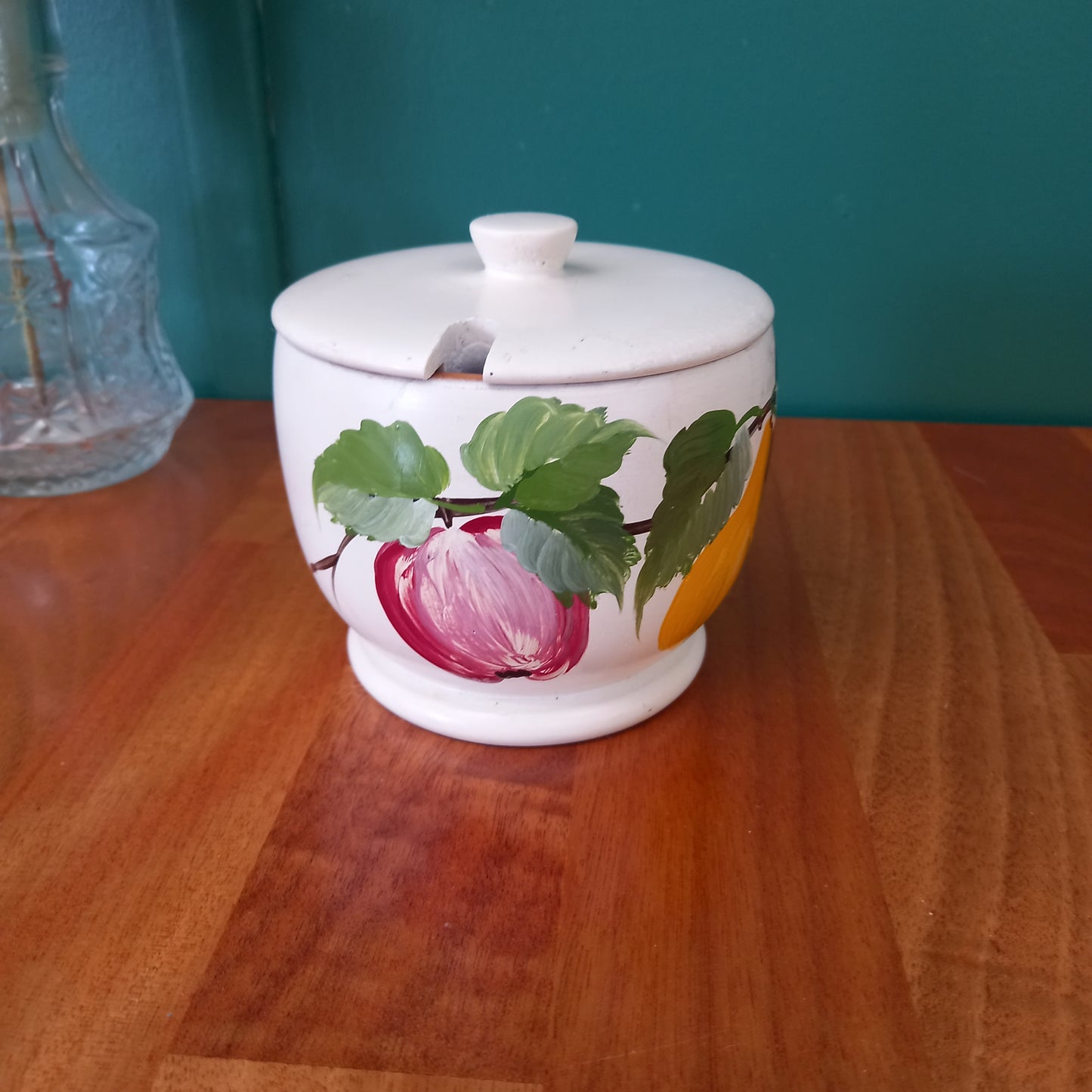 Vintage Hand Painted Timber Sugar Bowl-Tilbrook and Co