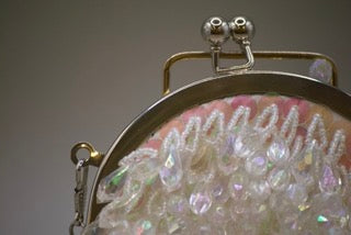 Vintage Iridescent Small Beaded Evening Bag with Silver Clasp-Clothing Accessories-Tilbrook and Co