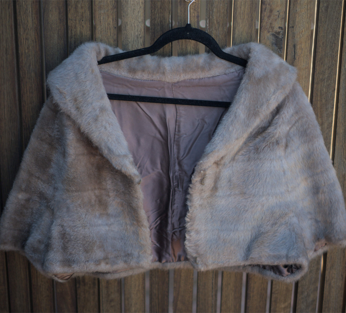 Vintage Light Brown Cape with Collar – Very Good Condition-Vintage Women’s Outerwear / Cape-Tilbrook and Co