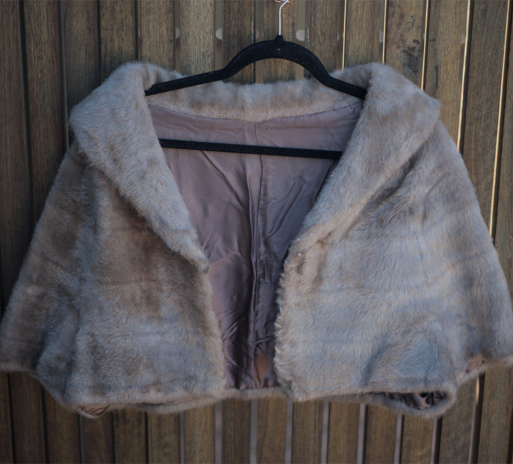 Vintage Light Brown Cape with Collar – Very Good Condition-Vintage Women’s Outerwear / Cape-Tilbrook and Co