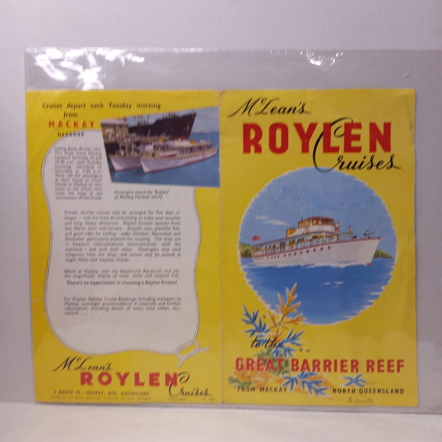 Vintage McLean's Roylen Cruises Great Barrier Reef Brochure - 1950s-Ephemera-Tilbrook and Co