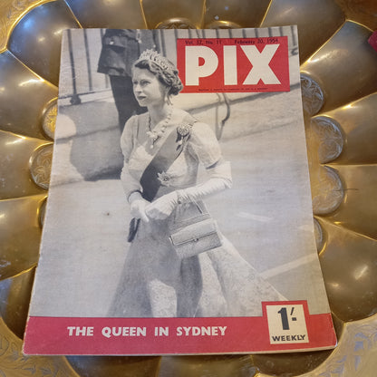 Vintage PIX Magazine The Queen in Sydney Vol 32, No 11, February 20, 1954-Ephemera-Tilbrook and Co