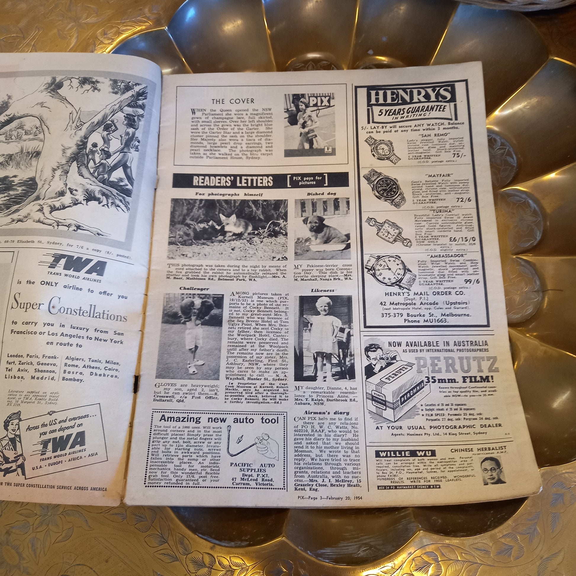 Vintage PIX Magazine The Queen in Sydney Vol 32, No 11, February 20, 1954-Ephemera-Tilbrook and Co