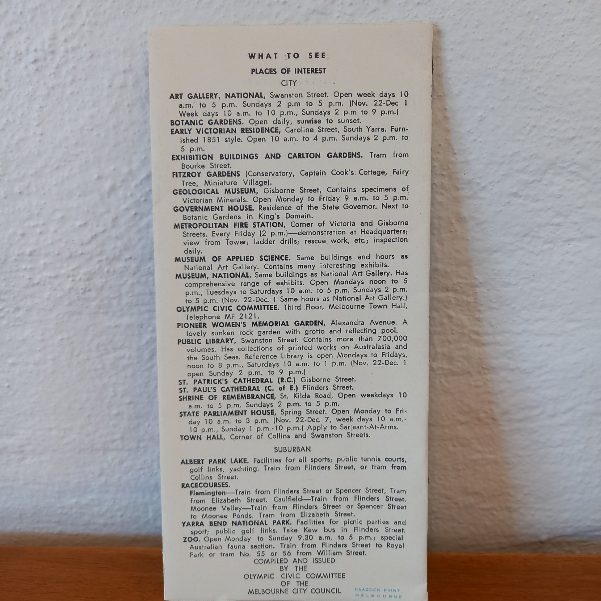 Where to go & what to see in Melbourne Olympic Games 1956-Ephemera-Tilbrook and Co