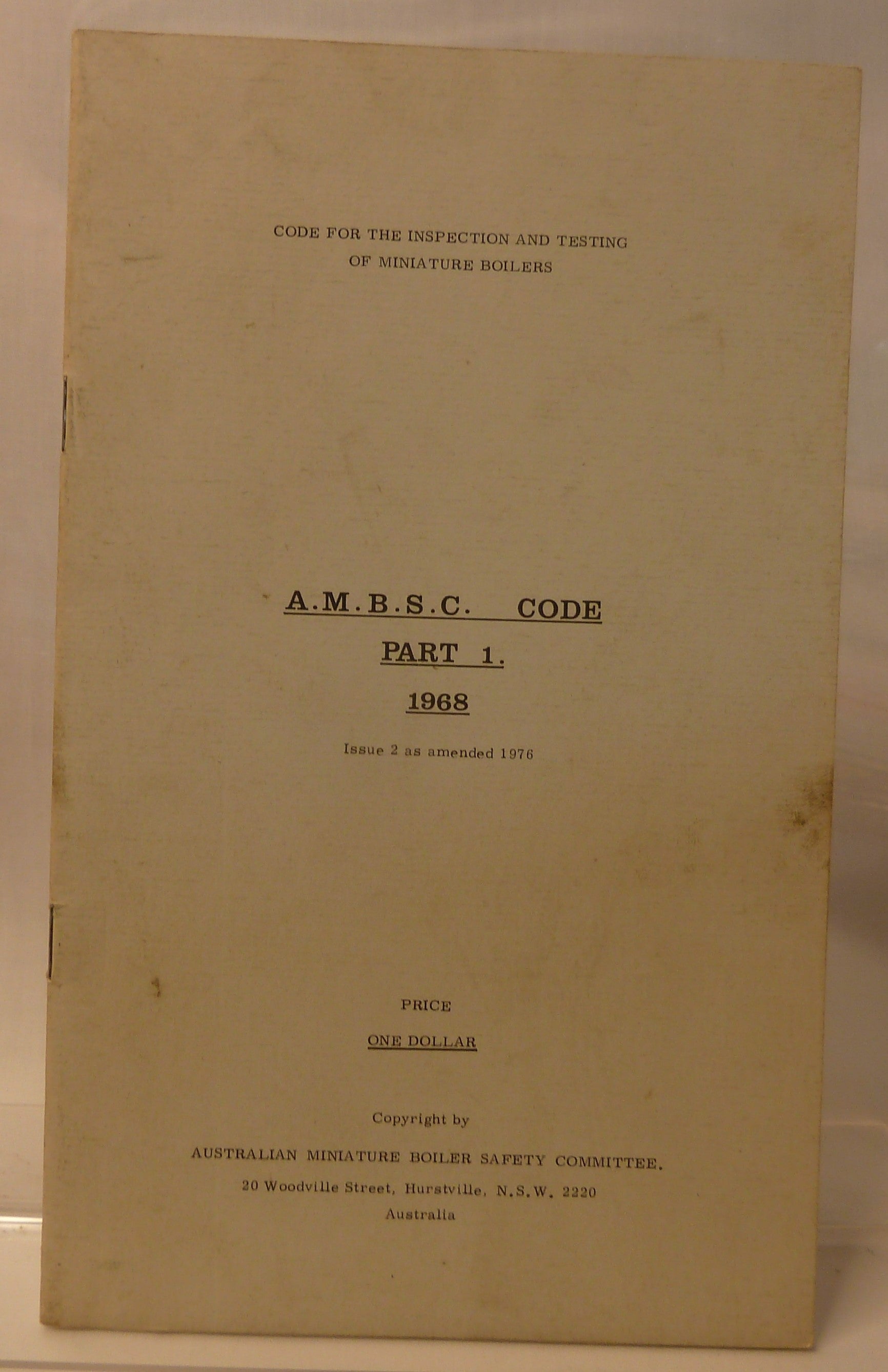 A.M.B.S.C. Code Part 1, 1969-Ephemera-Tilbrook and Co