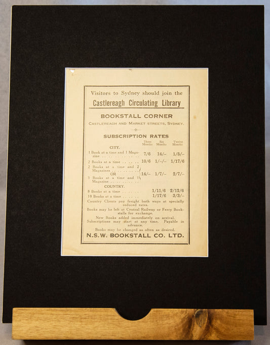 N.S.W. Bookstall Co. Ltd Castlereagh Circulating Library-Ephemera-Tilbrook and Co