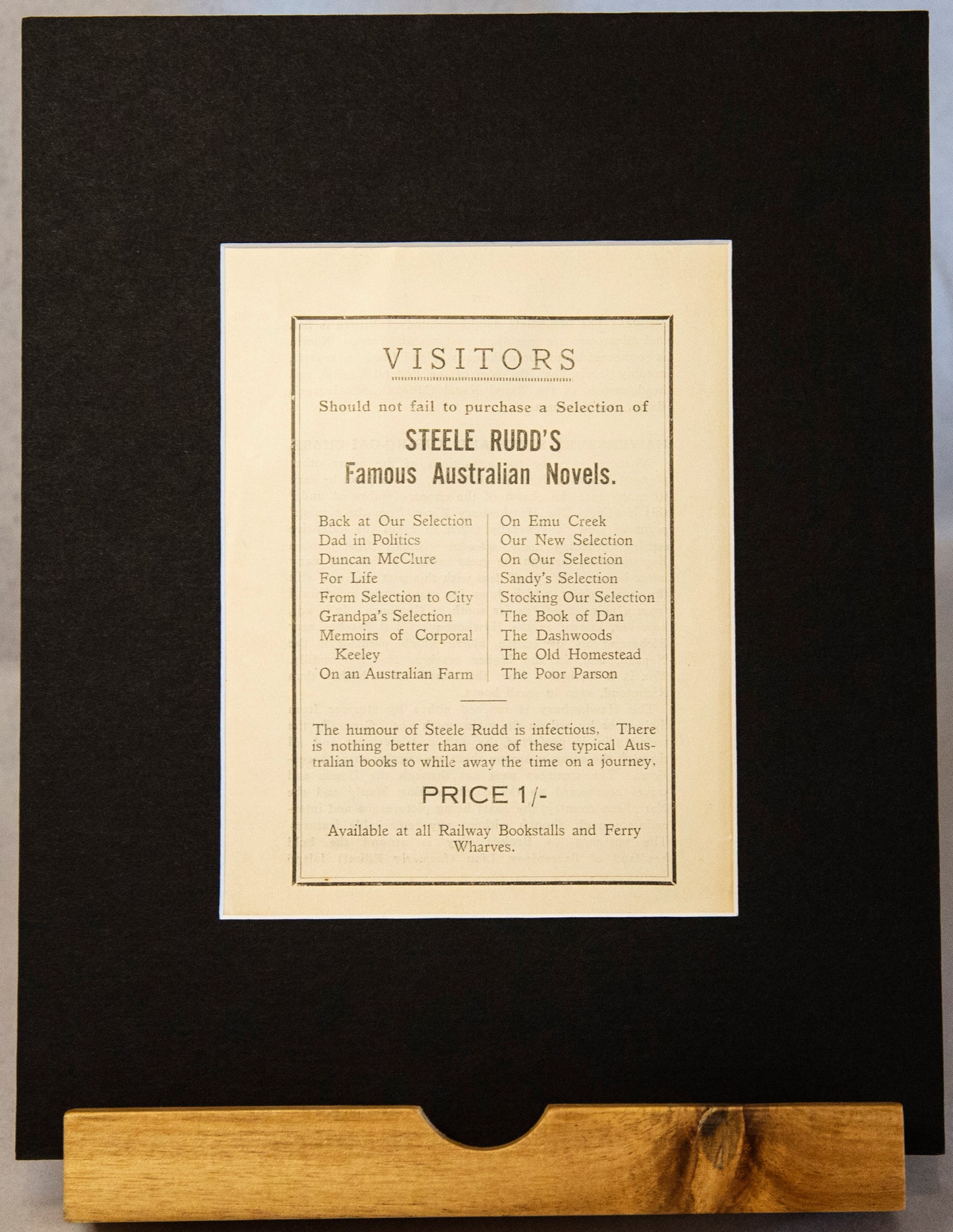 Steel Rudd's Famous Australian Novels: Available at all Railway Bookstalls and Ferry Wharves-Ephemera-Tilbrook and Co