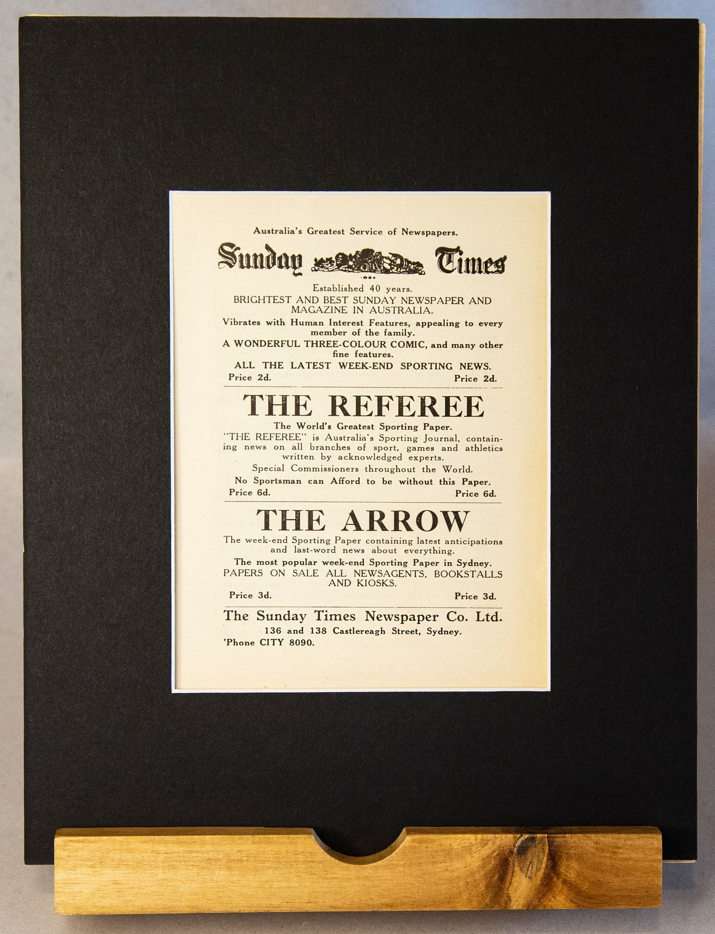 Australia's Greatest Service of Newspapers Sunday Times-Ephemera-Tilbrook and Co