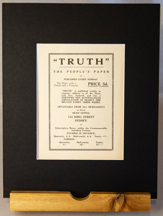 "Truth" The Peoples Newspaper-Ephemera-Tilbrook and Co