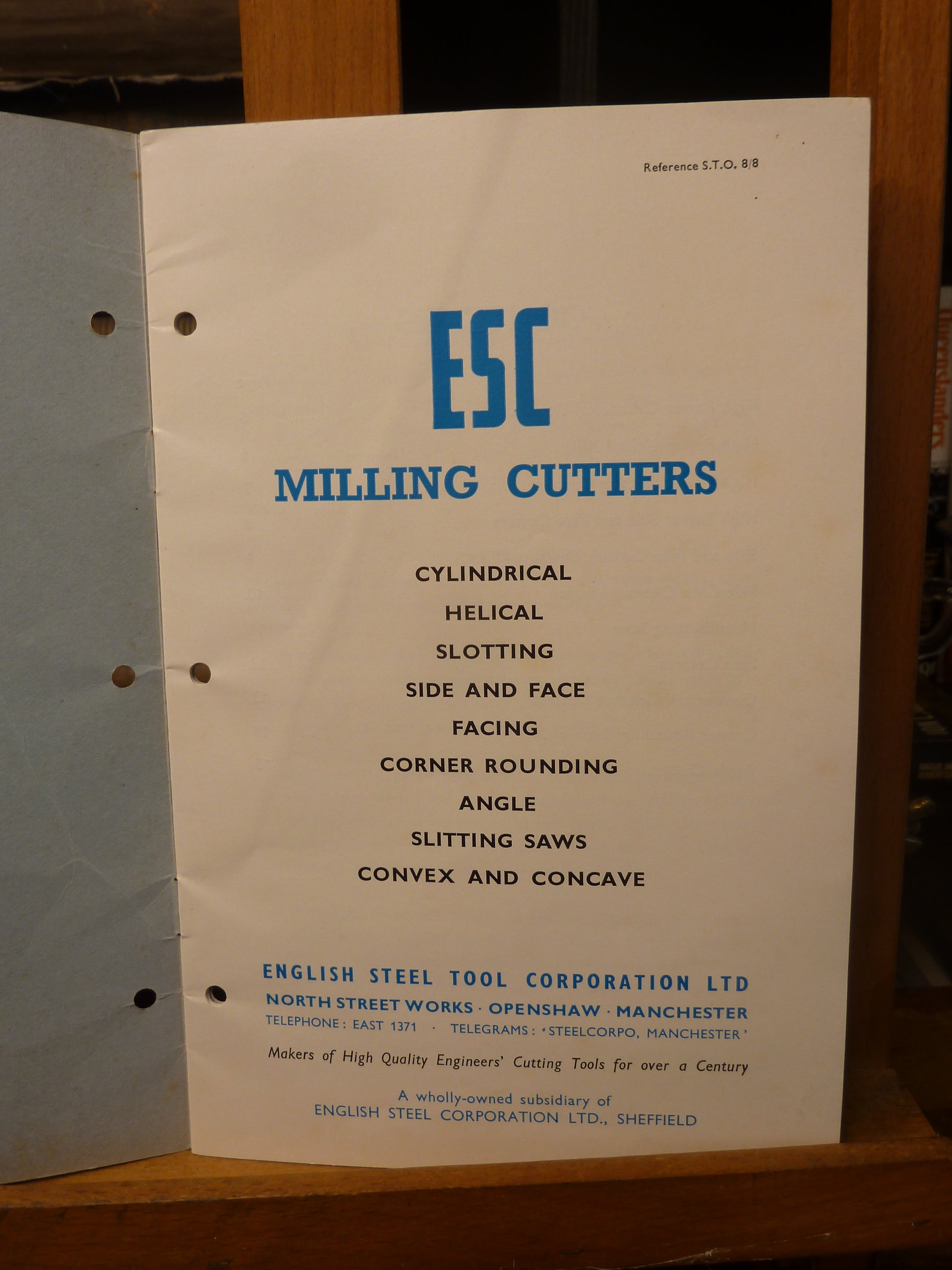 ESC Engineers Cutting Tools Milling Cutters English Steel Tool Corporation Limited, North Street Works, Openshaw Manchester-Ephmera-Tilbrook and Co