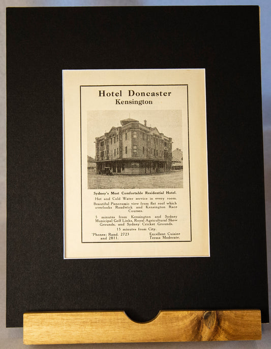 Original 1914 Hotel Doncaster Advertisement – Vintage Sydney Travel Guide Page, Kensington NSW-Vintage Ephemera-Tilbrook and Co