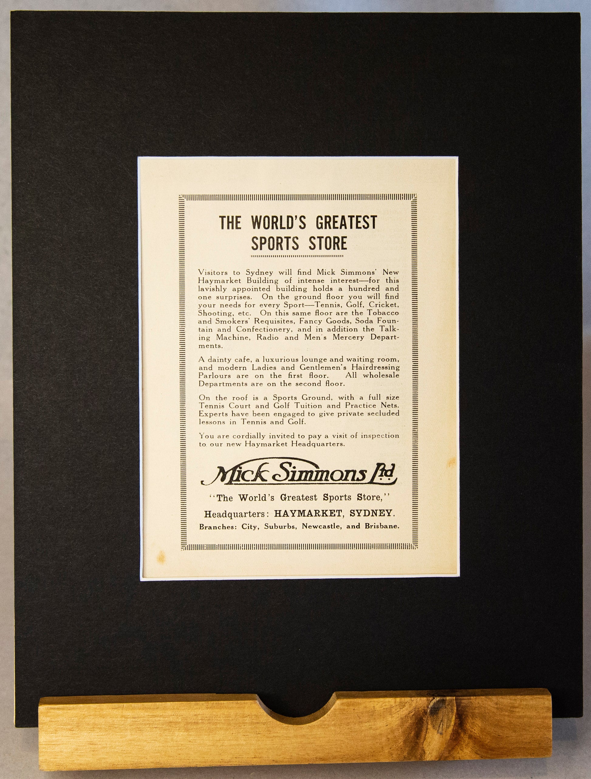Original 1914 Mick Simmons Ltd Advertisement – Vintage Sporting Goods Print-Vintage Ephemera-Tilbrook and Co