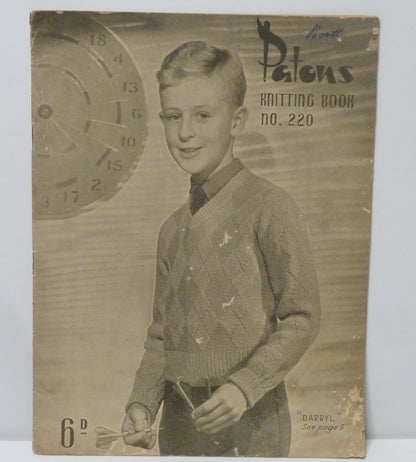 Vintage Paton's Knitting Book No. 220 - Boys Cardigans and Vests-Needlecraft Patterns-Tilbrook and Co