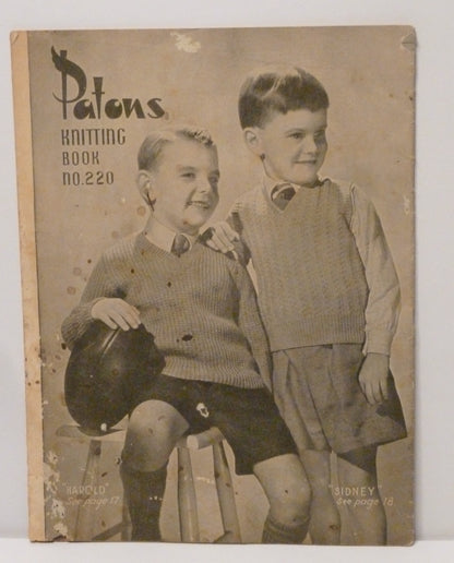 Vintage Paton's Knitting Book No. 220 - Boys Cardigans and Vests-Needlecraft Patterns-Tilbrook and Co