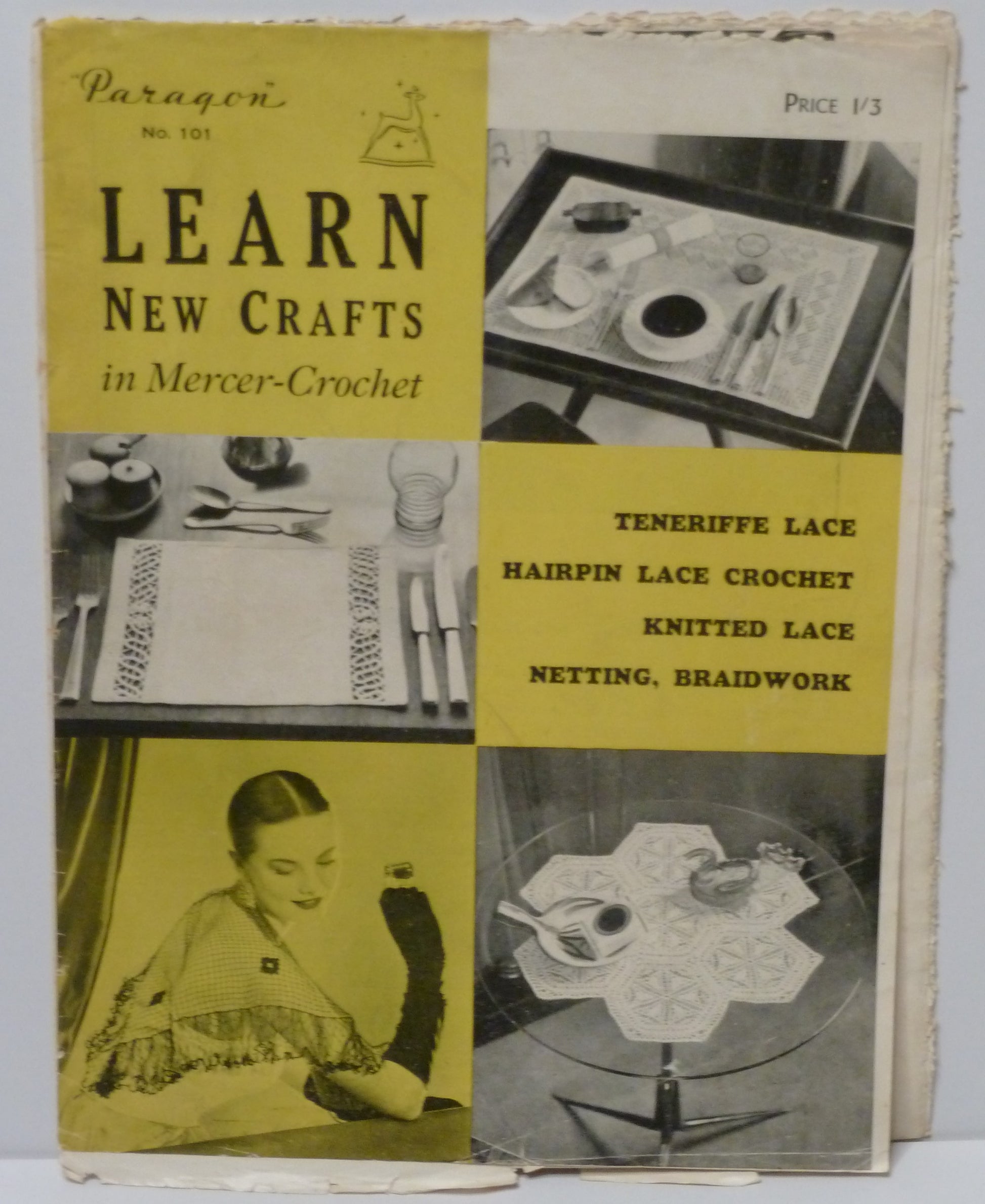 Vintage Paragon No.101 Lean New Crafts Mercer-Crochet Tenerife Lace Hairpin Lace Crochet Knitted Lace Netting Beadwork-Needlecraft Patterns-Tilbrook and Co