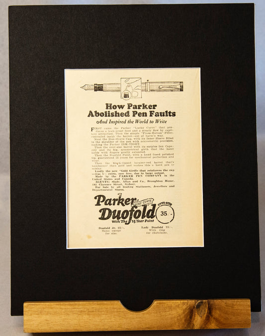 Parker Duofold: How Parker Abolished Pen Faults and inspire the World to Write-Vintage Ephemera-Tilbrook and Co