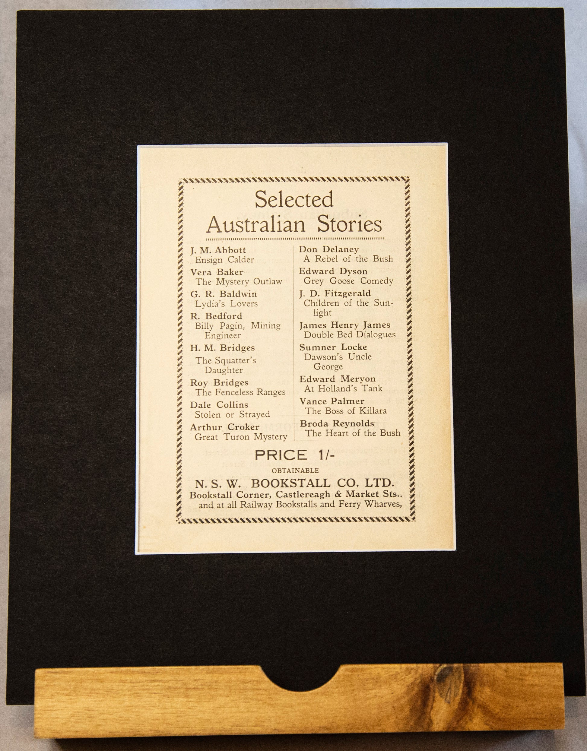 Original 1914 N.S.W. Bookstall Co. Advertisement – Vintage Australian Stories Print-Vintage Ephemera-Tilbrook and Co