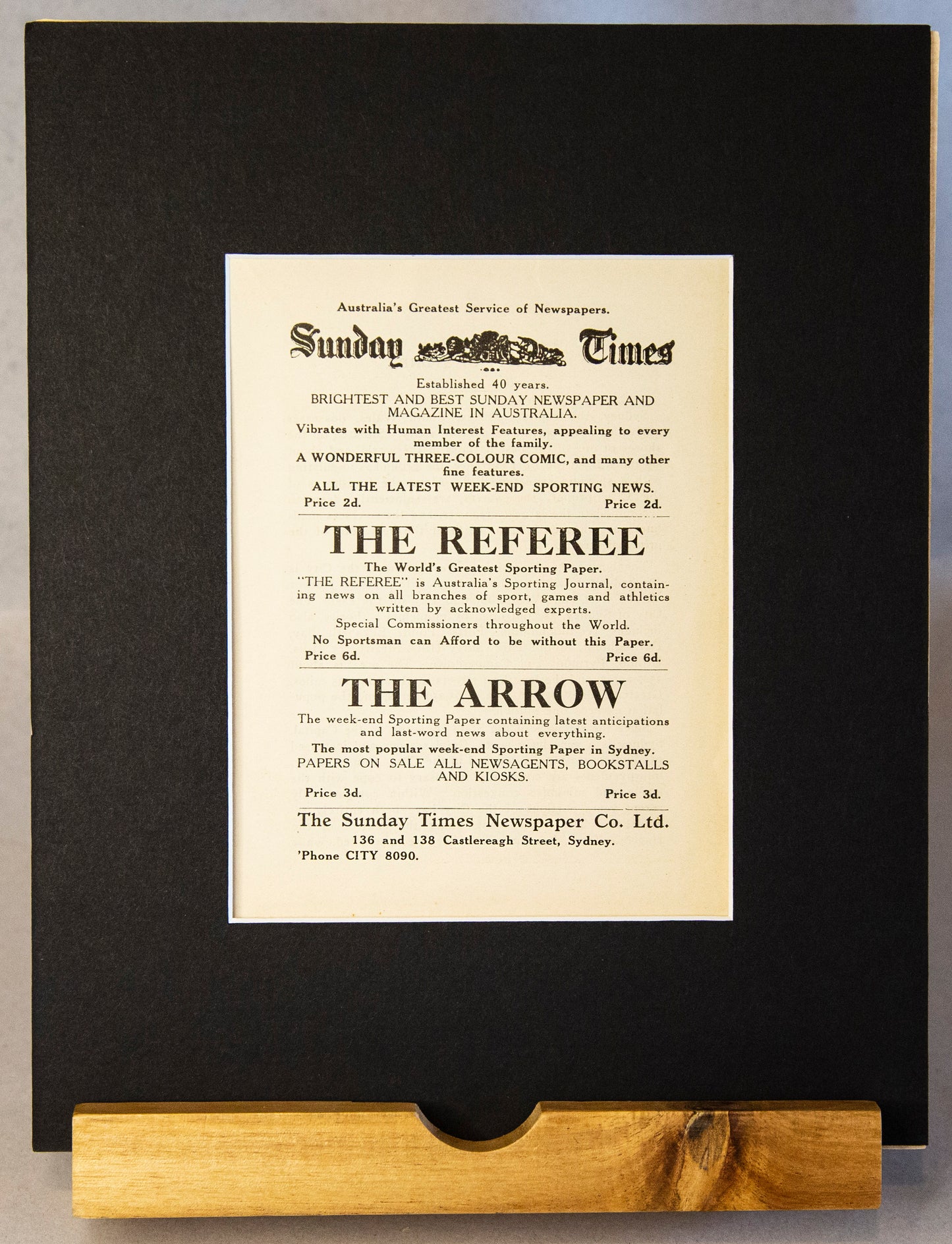 Original 1914 Sunday Times Advertisement – Vintage Newspaper Print, Sydney Ephemera-Vintage Ephemera-Tilbrook and Co